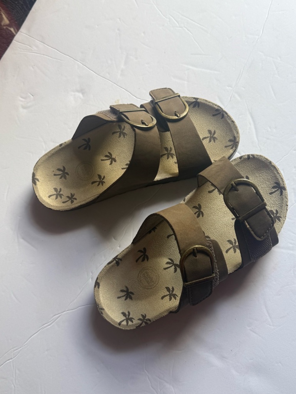 Kids Brown Double-Buckle Slide Sandals